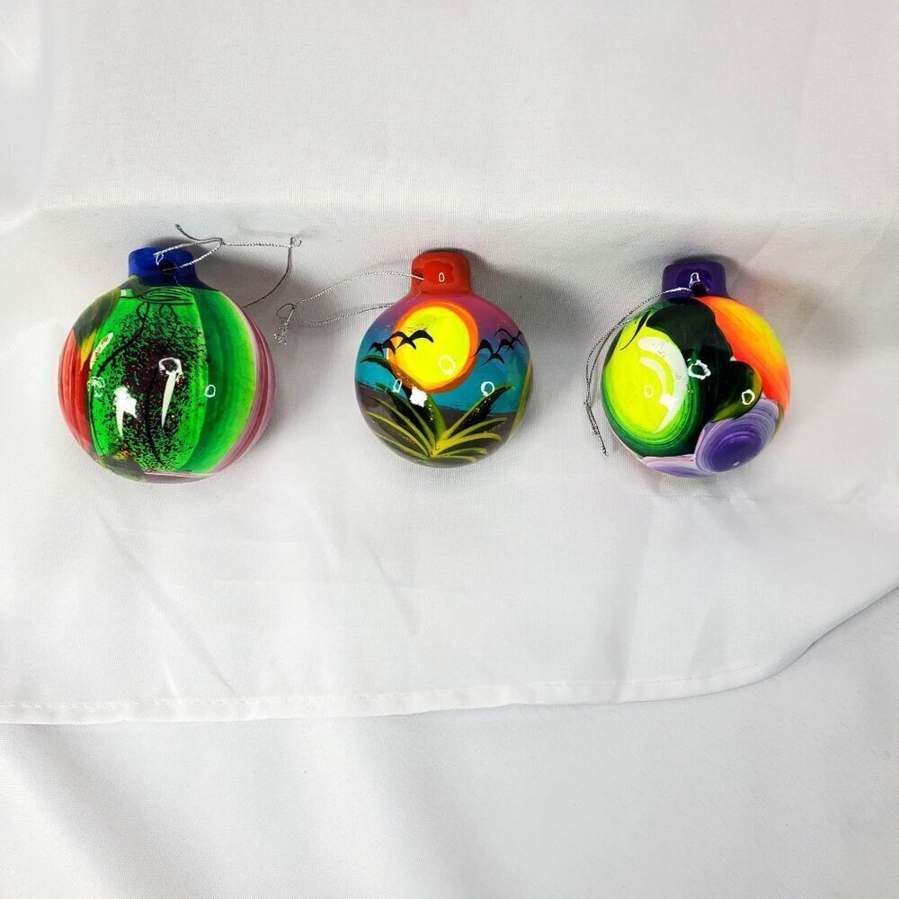 Talavera Piñata Christmas Ornaments: Mexican Folk Art Set of 5 Puerto Vallarta - Picture 5 of 12